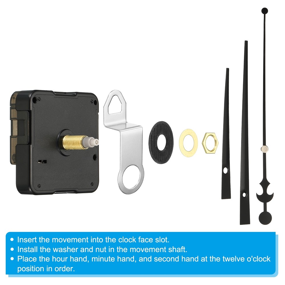 Clock Mechanism Replacement, 2Set Quartz Clock Mechanism DIY Wall Clock, Black