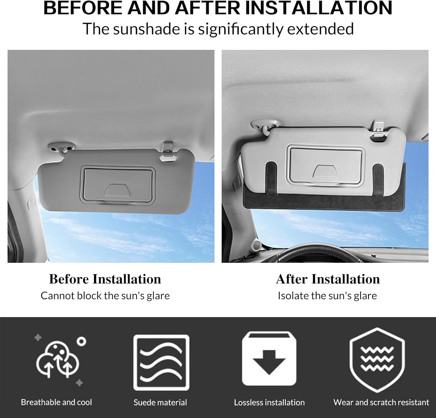 Sun Visor Extender for Car Anti-glare Sunvisor Extension Shade Adjustable