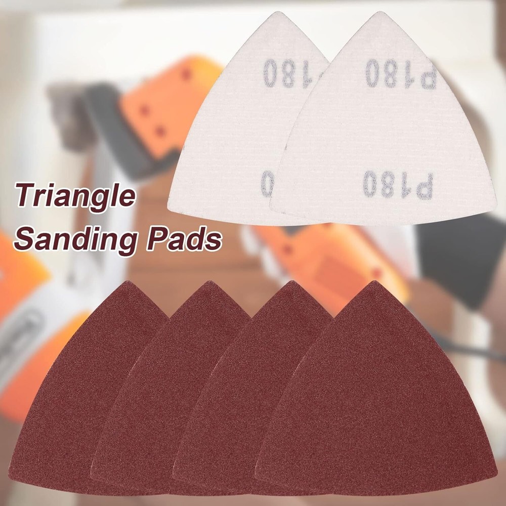 100PCS Triangle Sanding Pads for Oscillating Multi-Tool Hook Loop Sandpaper Disc