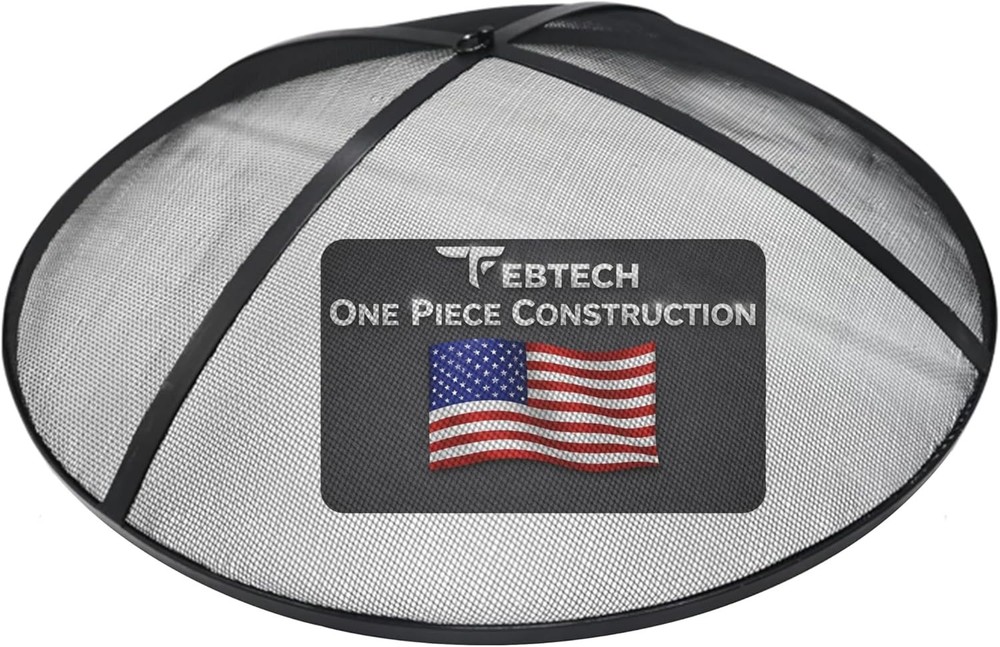 FEBTECH 36" Round Fire Pit Spark Screen Lid with Hook for Outdoor Fire Pits