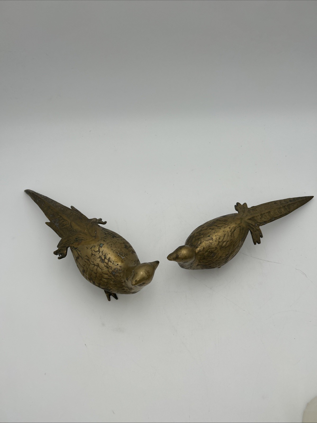 Vintage Pair of SOLID BRASS Pheasant Birds MCM Bird Decor Figurine Old