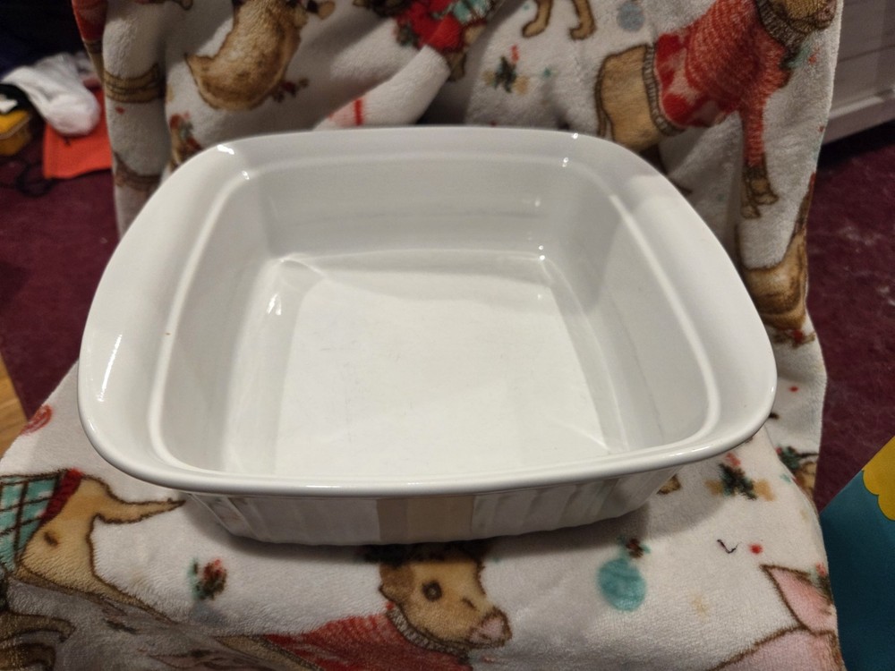 Corningware  French White Stone Ware 8" X 8" Baking Serving Bowl