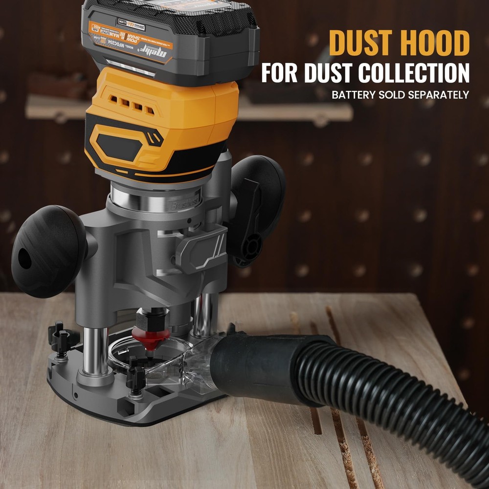 Compact Router Plunge/Fixed Base Kit (Tool Only), Compatible with Dewalt 20V ...