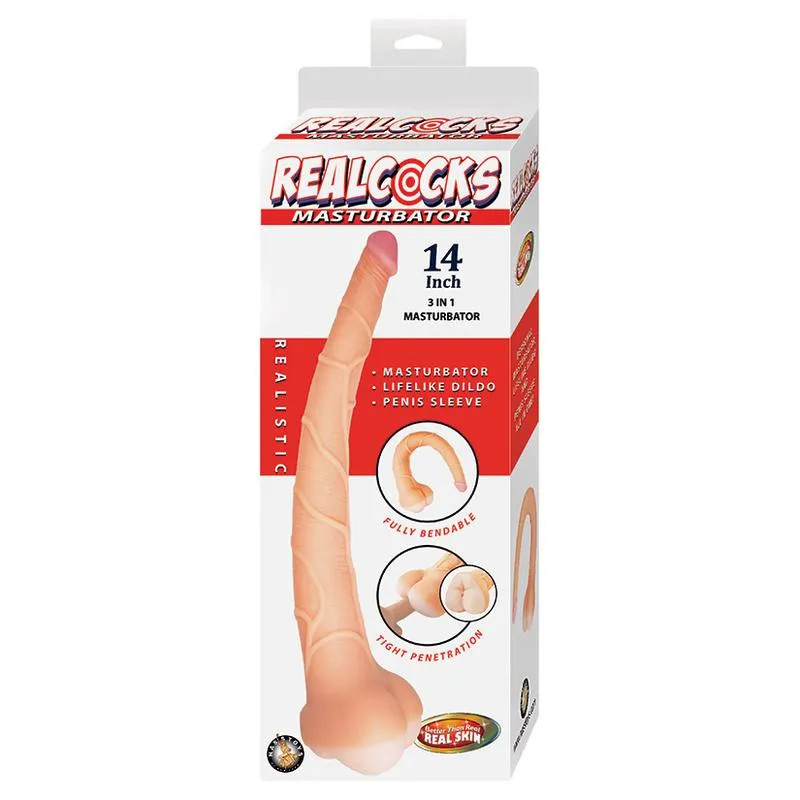 realc**cks mas**bator 3 in 1-white 14"