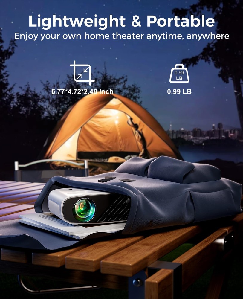 Mini Projector, ELEPHAS Portable Projector for iPhone, 7000L M, WhiteBlack