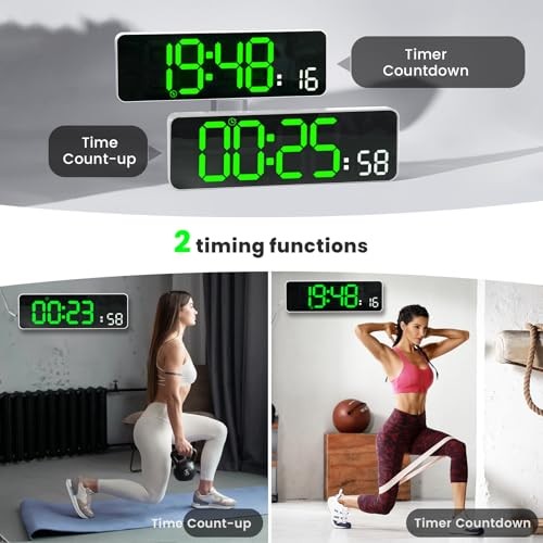 Digital Wall Clock, 12" Digital Clock with Temperature, Humidity,