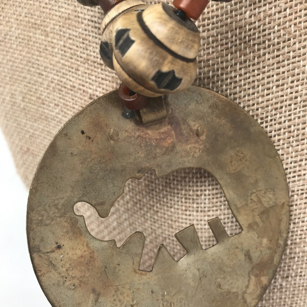 Brass Elephant Necklace Tie On