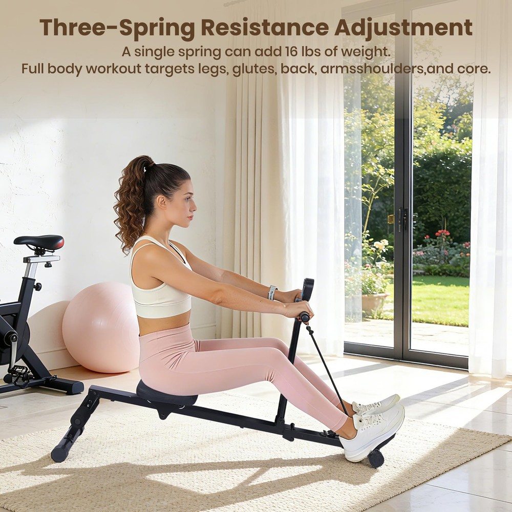 Rowing Machine for Home Use, Compact Rower Machine with LCD Display, 276 LB C...