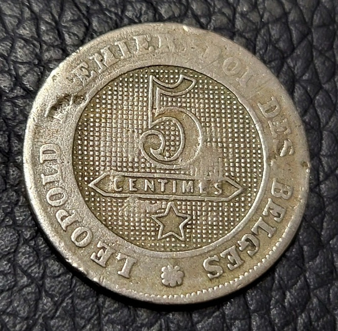 1868 Belgium 5 Centimes Coin