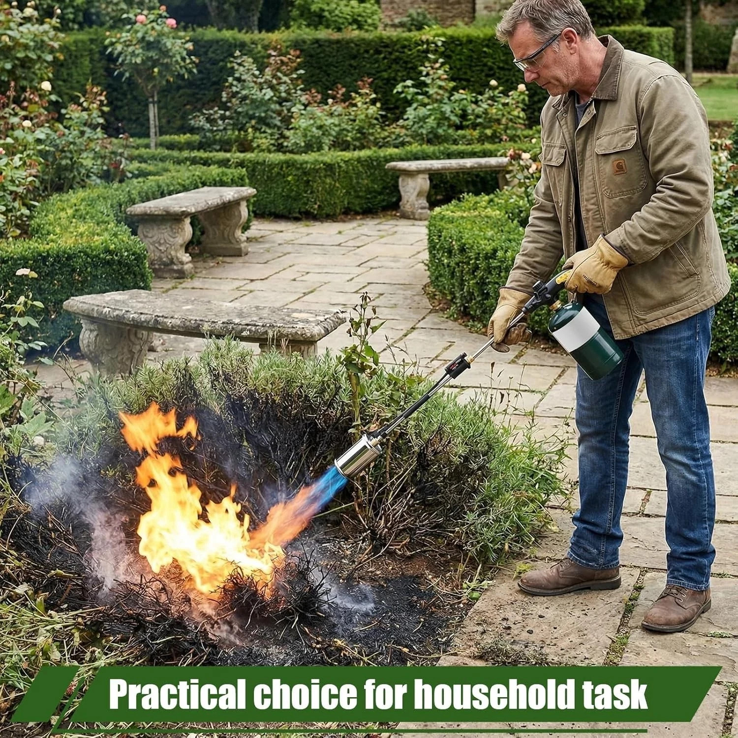 Propane Torch Weed Burner, Adjustable flame thrower with Detachable Handle, B...
