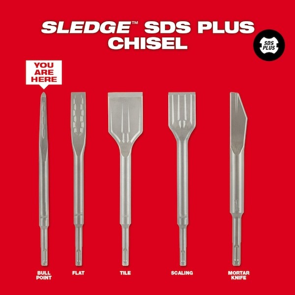 Milwaukee Tool 48-62-6050 Sds-Plus Sledge 10" Bull Point Chisel