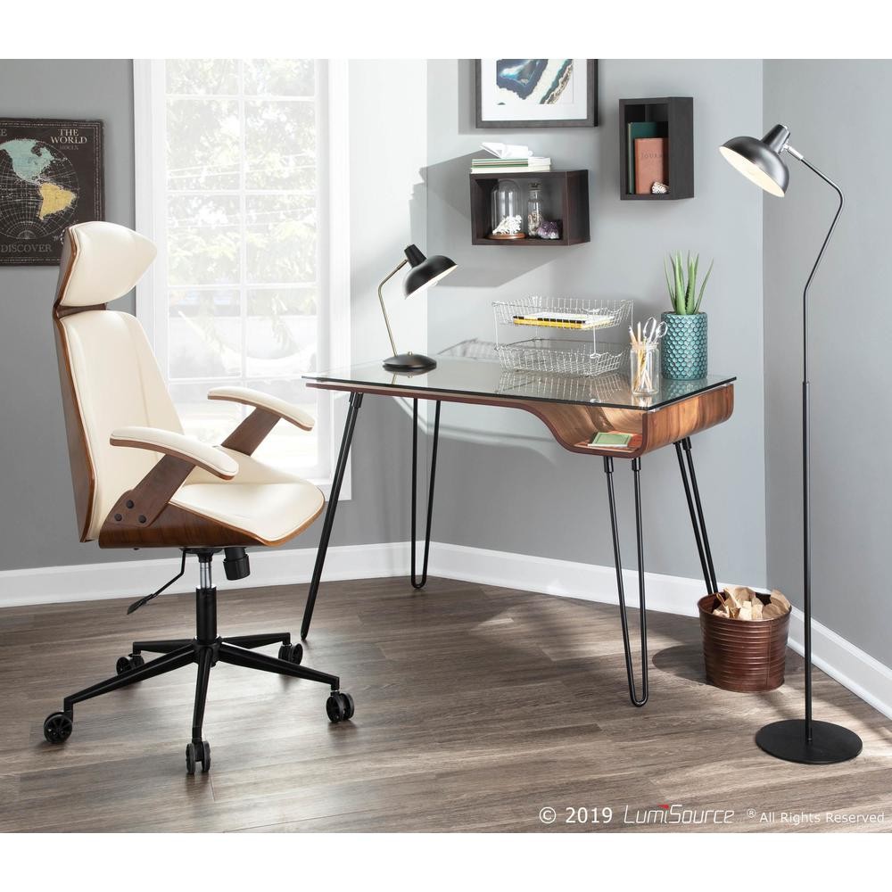 Walnut, Clear, Black Avery Desk