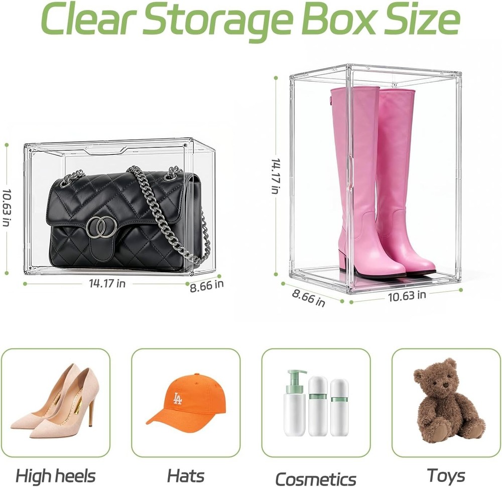 Clear Stackable Storage Bins, Acrylic Display Case, Acrylic Boxes with Lids, ...