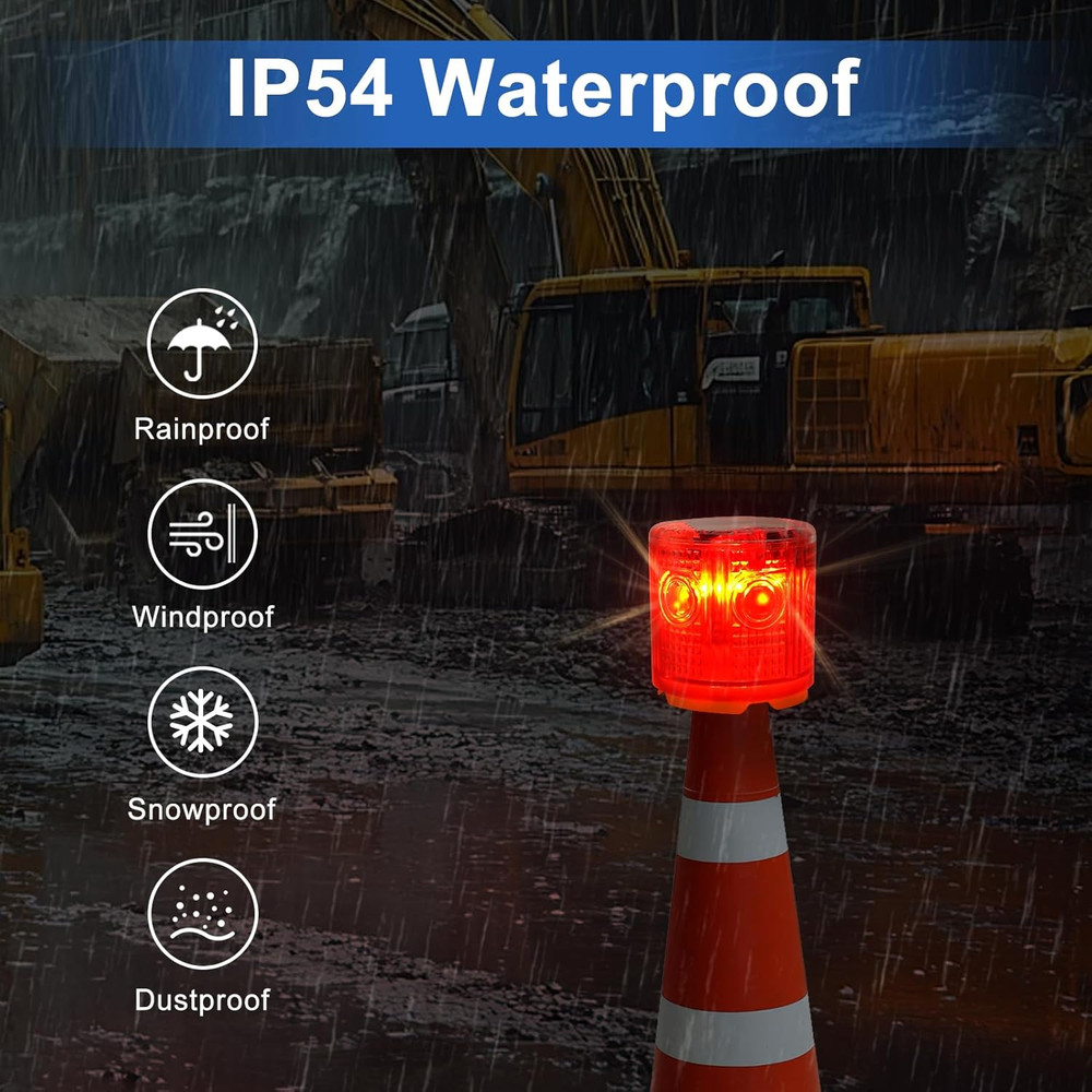 Solar Strobe Warning Light 360 Degree Single Column Super Bright Waterpr