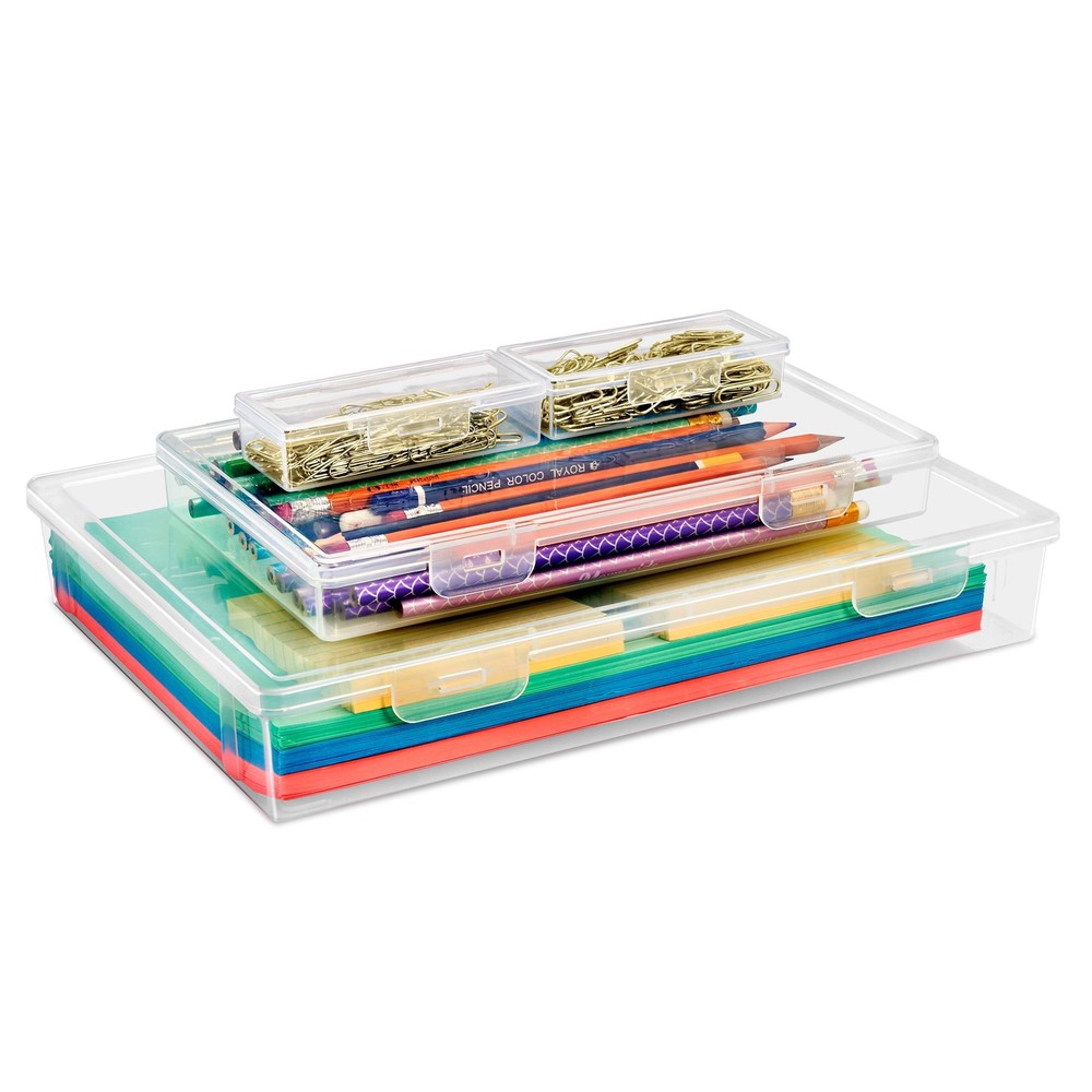 4 Piece Stackable Document & Paper Storage Box Set Multipurpose Letter Check