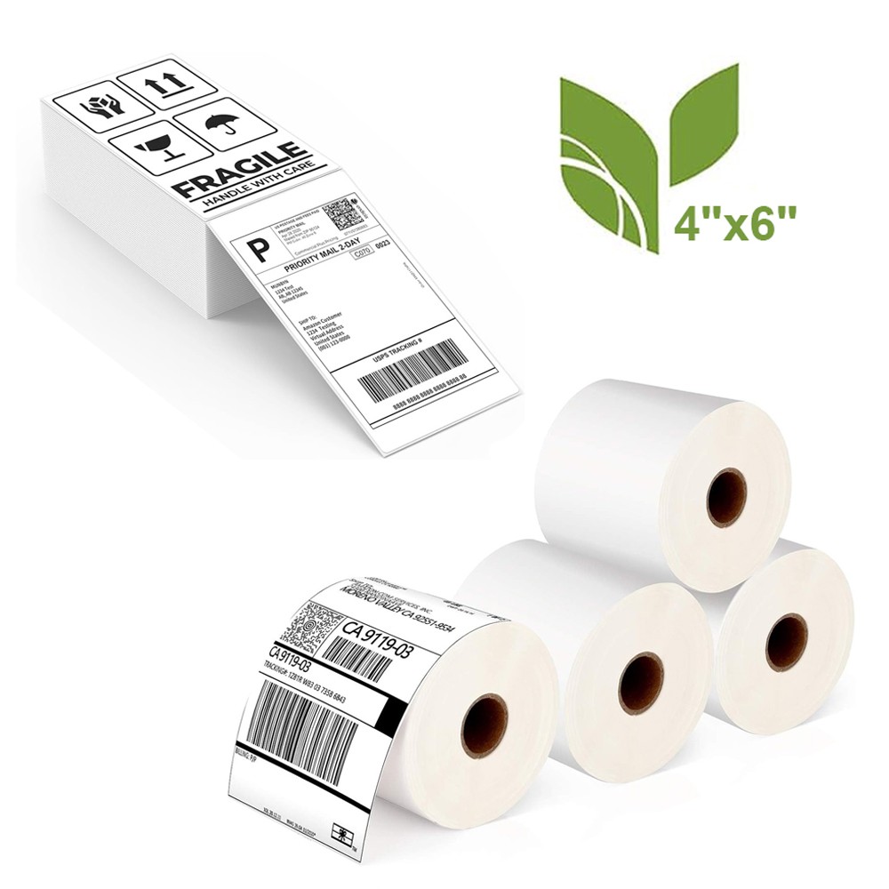 4"x6" Direct Thermal Shipping Labels for Zebra & Rollo Printer Fanfold and Rolls