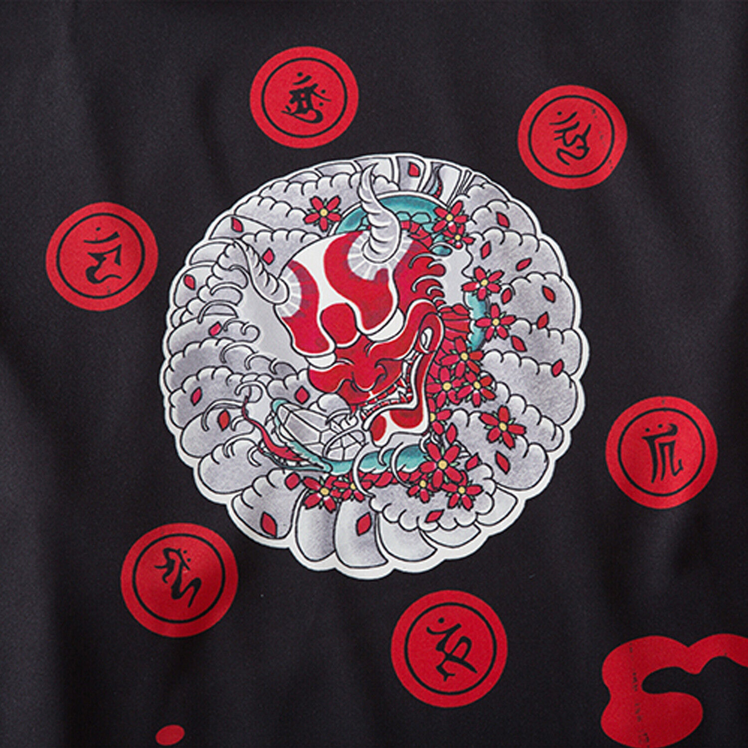 Niepce Men's Demon Mask Kimono Graphic Lightweight Harajuku T-Shirt Cardigan