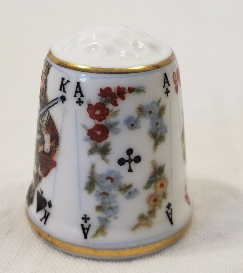 Sutherland England Thimble "PLAYING CARDS" Porcelain HTF