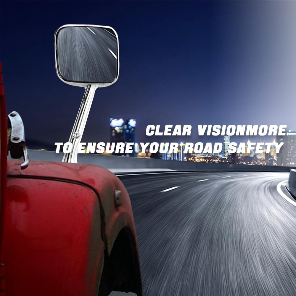 All Chrome Pair Set Hood Mirrors Compatible with 2008-2017 Freightliner Casca...