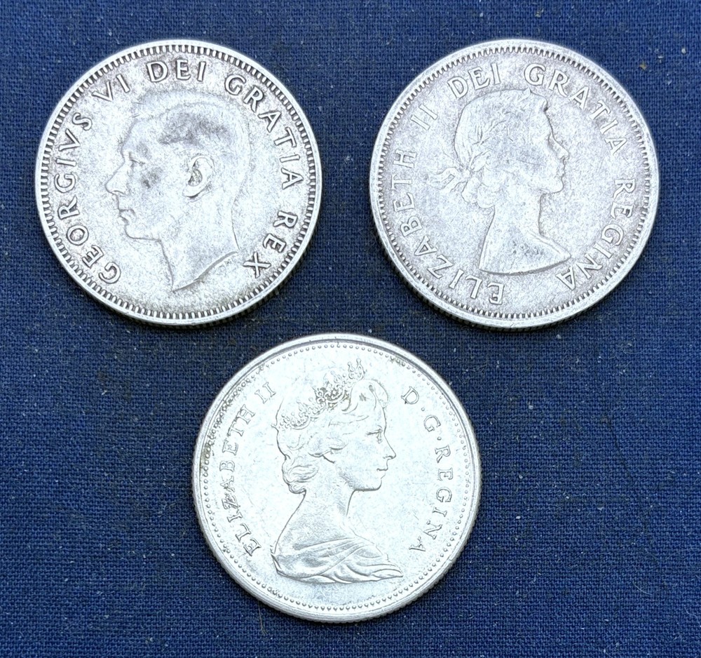 1951, 1954 and 1965 Canada Silver Quarters