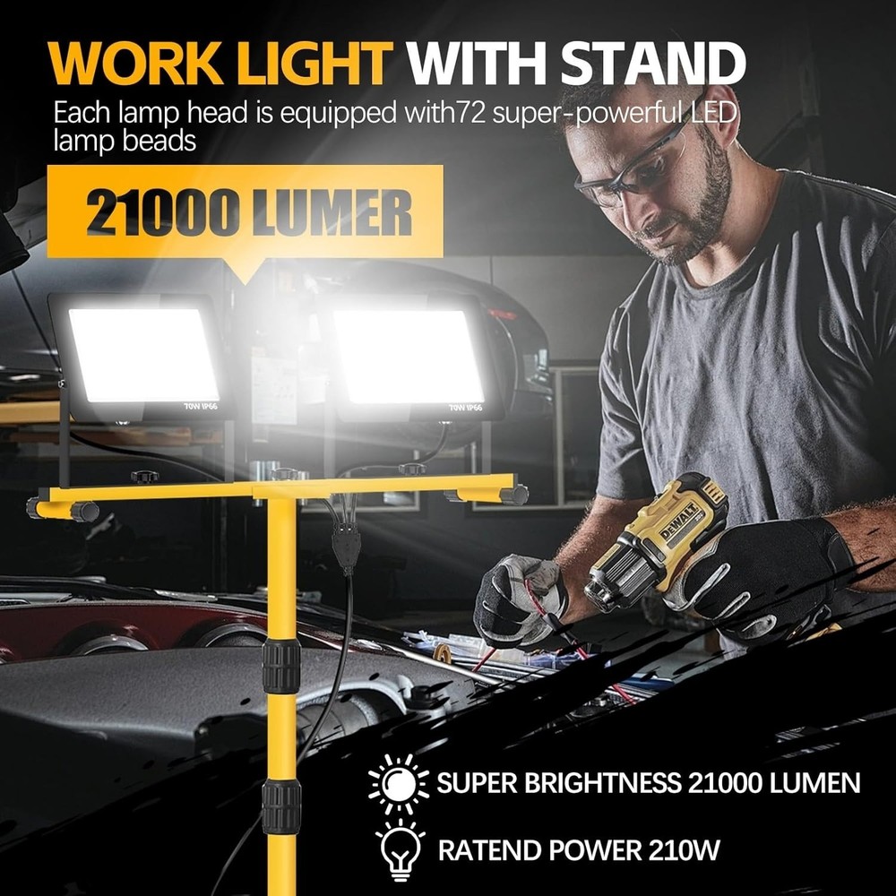 Work Light with Stand, Lumen Dual-Head LED Work Light...