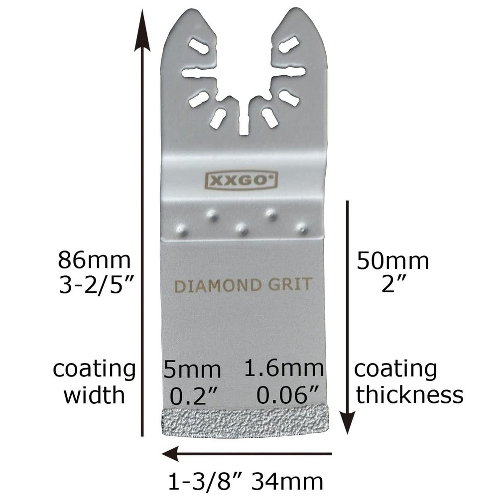 XXGO 4 Pcs Diamond Oscillating Multi Tool 4 Blade Kits B, Silver