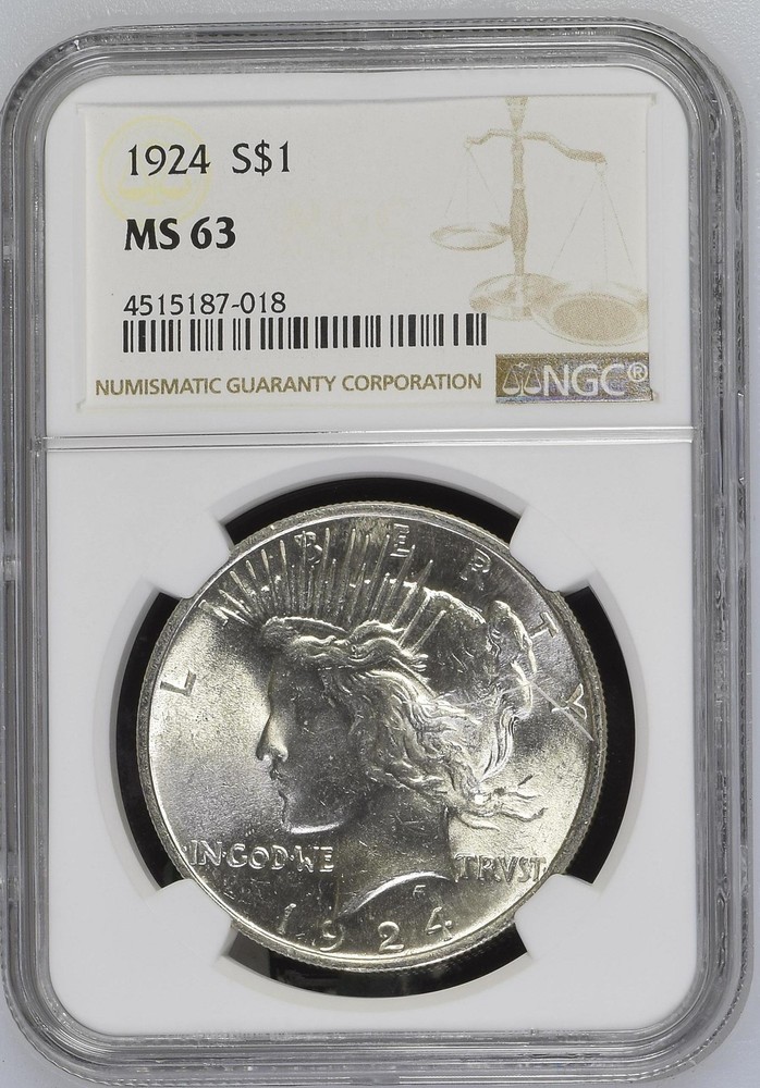 1924 Peace Silver Dollar NGC MS-63