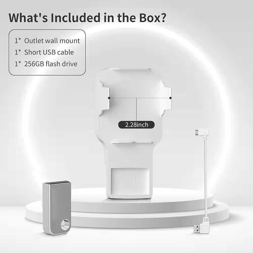 256 GB USB Flash Drive and Wall Mount with Short Cable – Declutter, save Space,