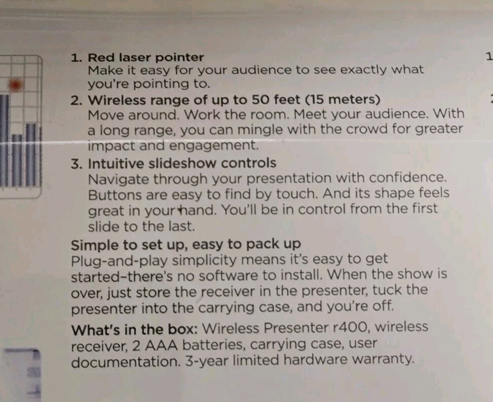 NEW SEALED Logitech R400 Presenter Remote Control & Laser Pointer 910-001354