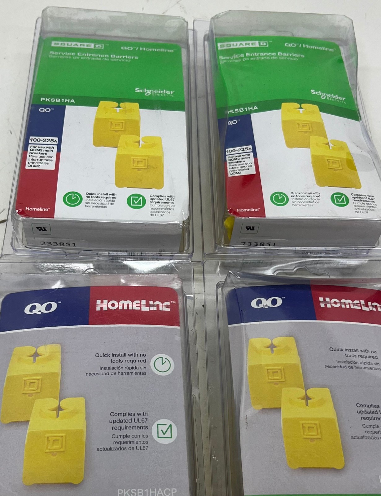 4 PACKS Square D 100 AMP- 225 AMP Service Entrance Barriers