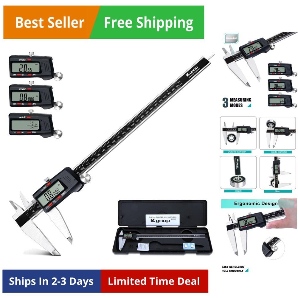 Micrometer Caliper Tool, 12Inch Digital Caliper, Vernier Caliper with Stainle...