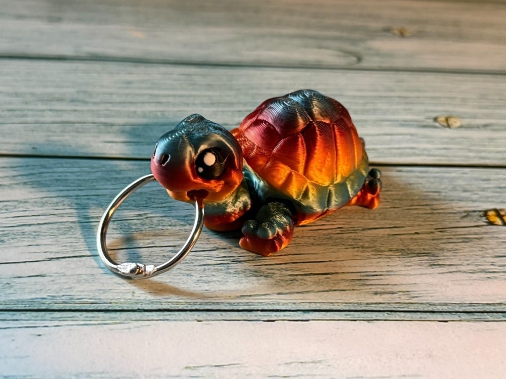 Tiny Turtle Keychain – 3D Printed – Cute Turtle Collectible – 3” x 2”