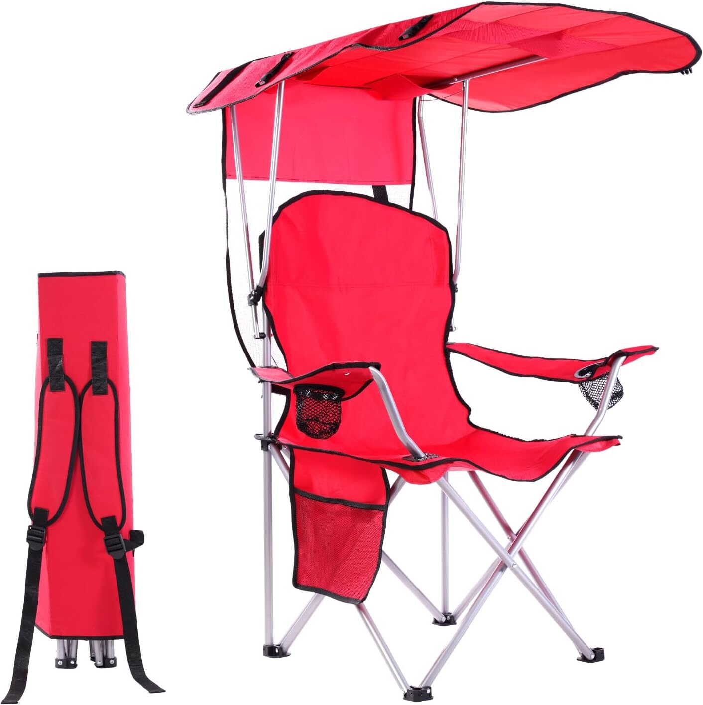 Beach Camping Folding Chair for Camping Chair with Canopy Foldable W/Sun Shade