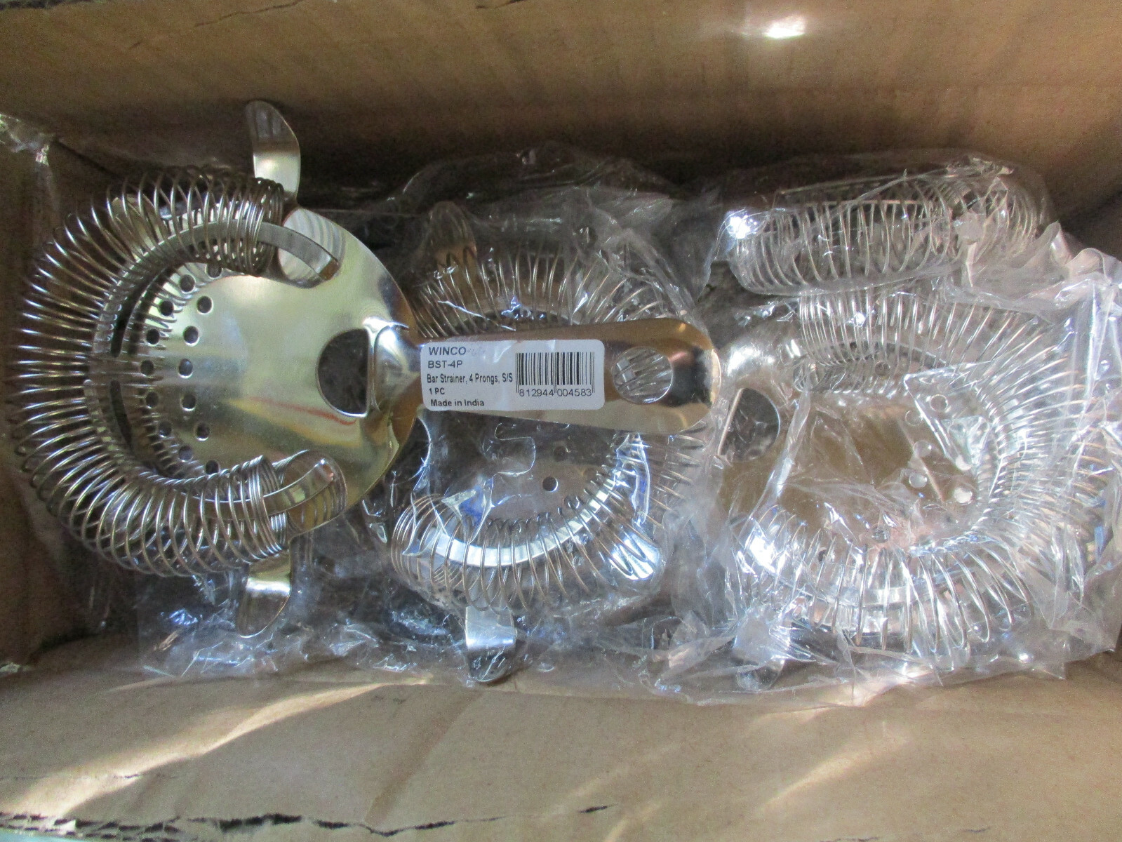 CASE OF 12 NEW Winco BST-4P 4-Prongs Stainless Steel Bar Strainer UL10