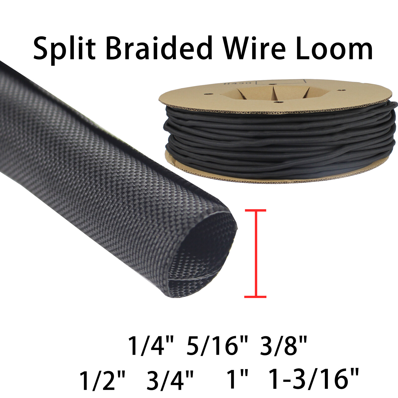 5ft&28ft Braided Split-Sleeve Wire Loom for High-Temp Automotive Harness Wrap