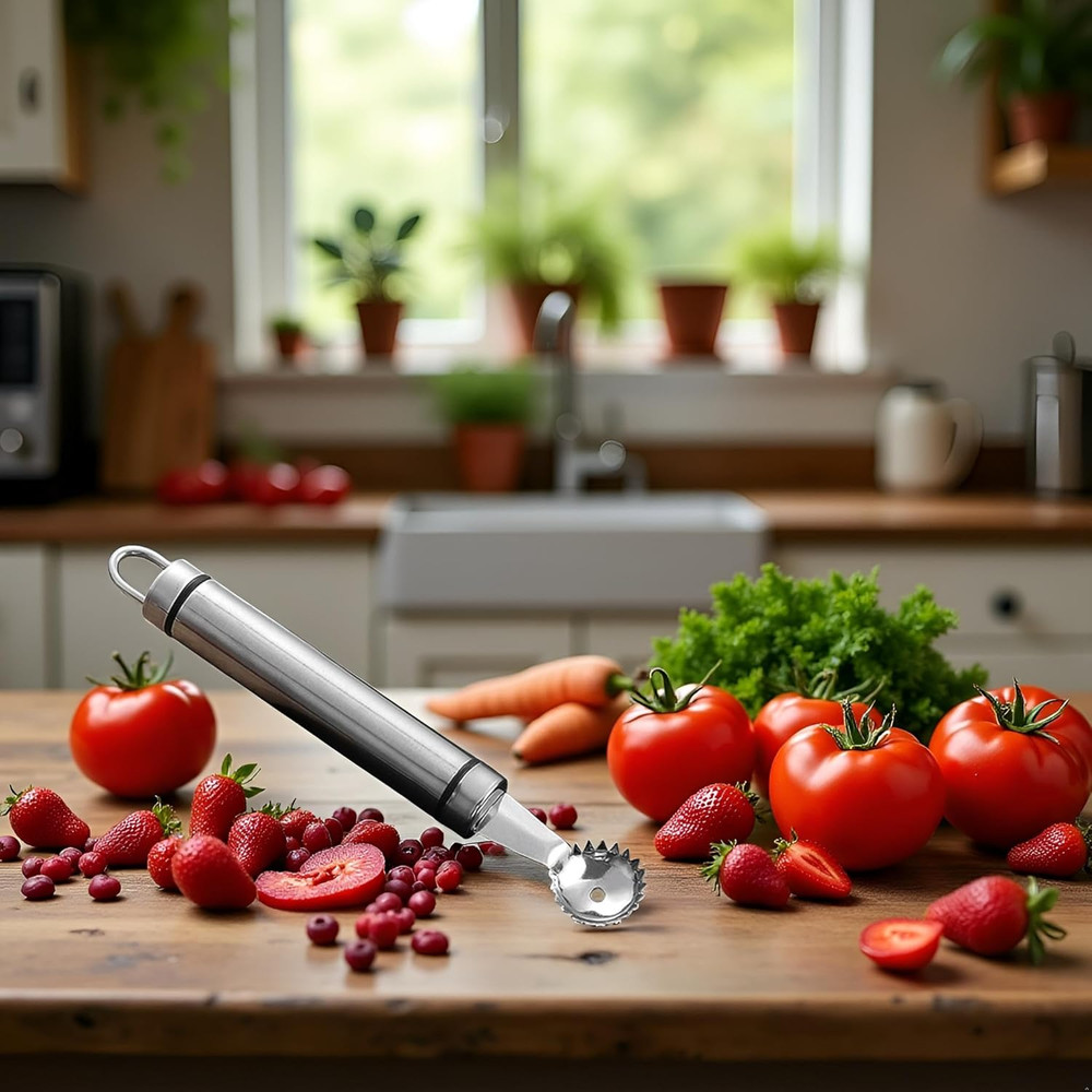 Stainless Steel Strawberry Huller and Tomato Stem Corer Tool Multi-Function Stai