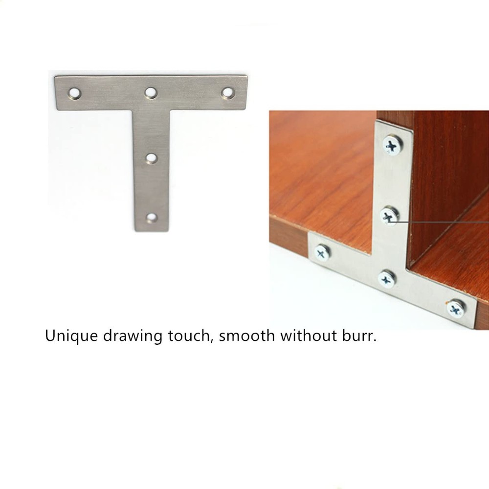 T Brackets, 10PCS Stainless Steel T Flat T Shape Medium, Silver