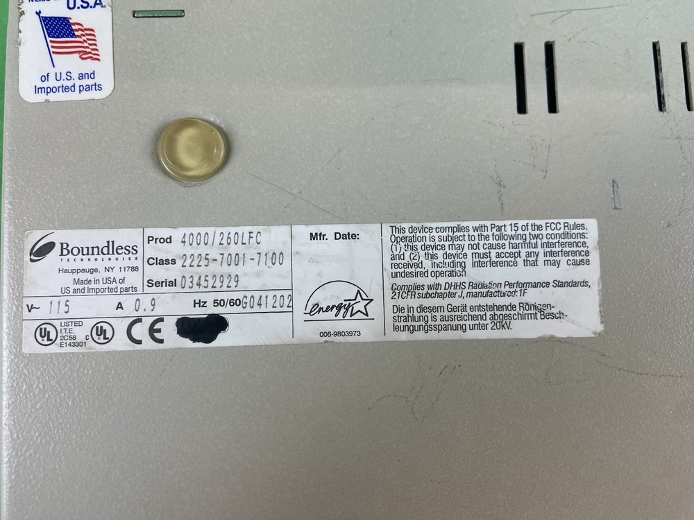 Boundless Technology 4000/260LF Color Terminal Powers on Read