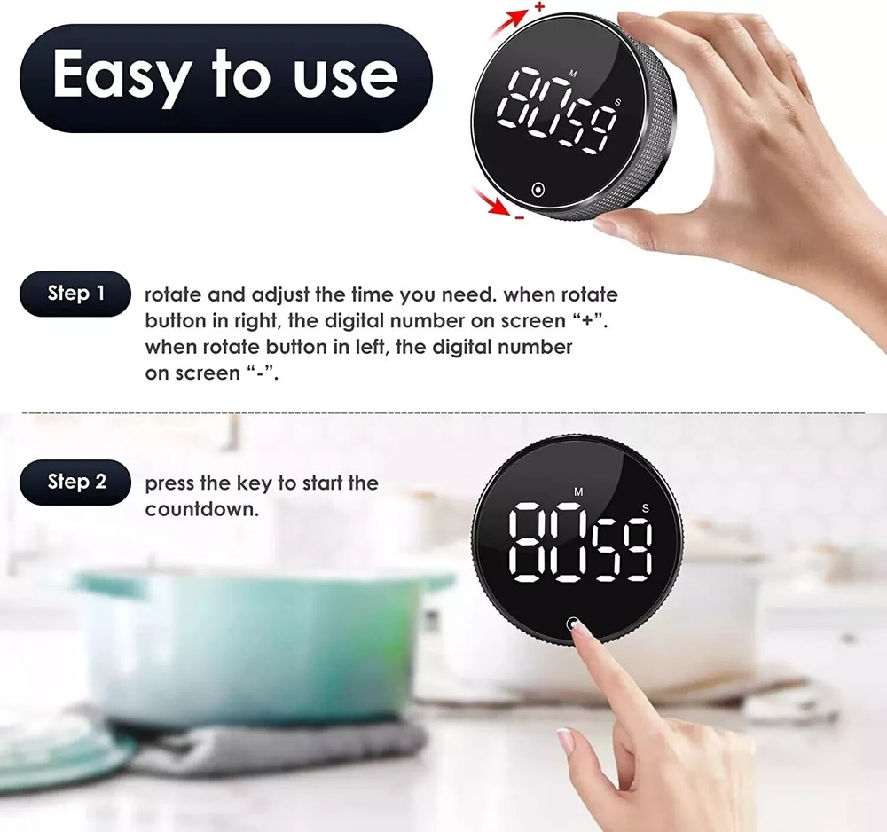 Large LCD Digital Kitchen Cooking Timer Count-Down Up Clock Loud Alarm Magnetic