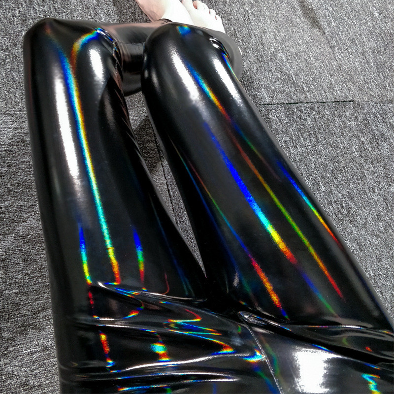 Women Strethcy Shiny Wet LOOK Vinyl Leggings Trouser PU Leather Pants Bottoms