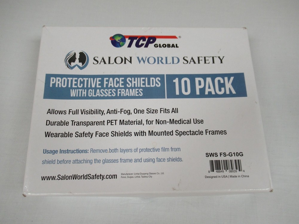 PROTECTIVE FACE SHEILDS WITH GLASSES FRAMES SEALED COVERS 10 PACK