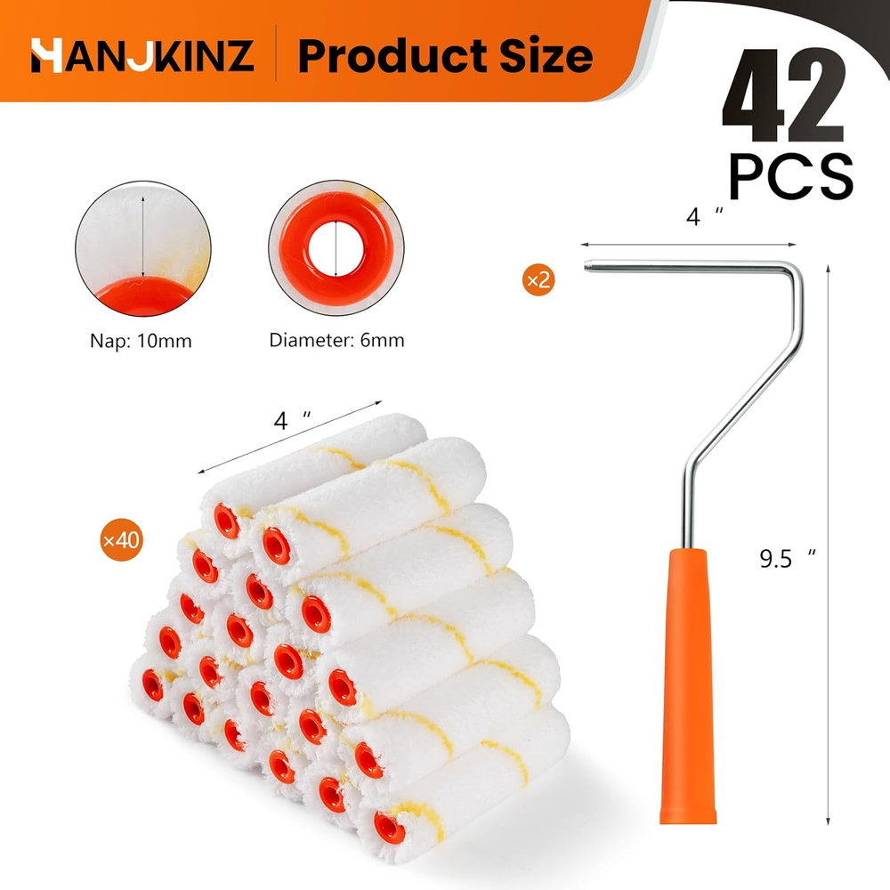 Microfiber Paint Roller 4 Inch, 40 Pack Mini Paint Roller Covers, Small Paint Ro