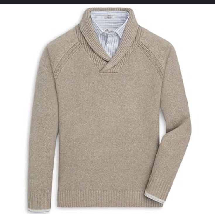 Peter Millar Mountainside Seaside Shawl Collar Sweater In Sand Men Size Medium