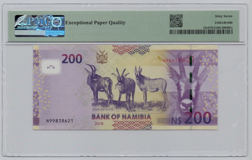 Namibia, 2018, 200 Dollars – PMG 67 (P-15c)