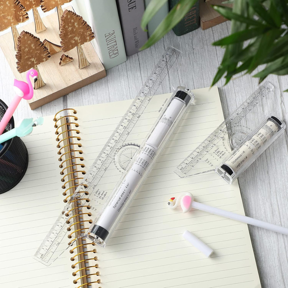 Frienda 2 Pieces Plastic Measuring Rolling Ruler Drawing Parallel Multifunctiona