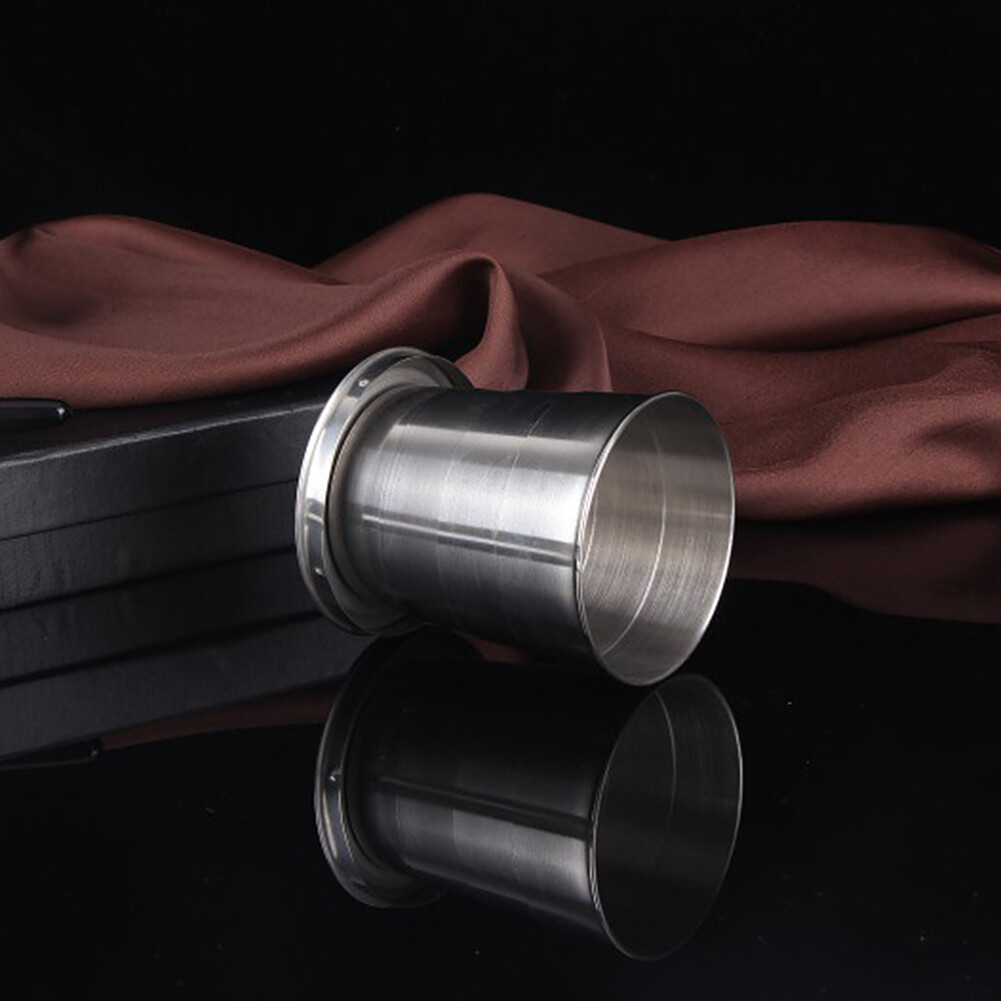 US 3-6 Pack Stainless Steel Portable Camping Travel Folding Collapsible Cups