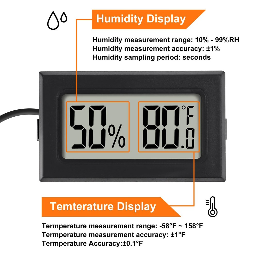 1Pcs Mini Digital Thermometer Hygrometer Gauge Indoor with Probe Sensor LCD D