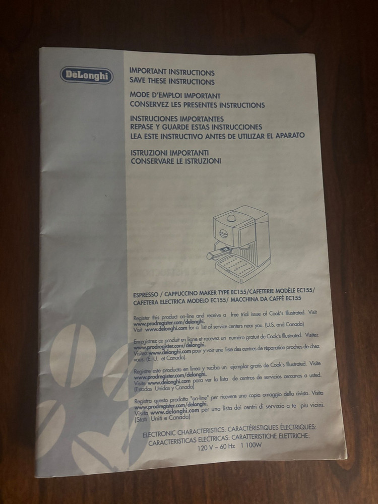 De'Longhi Easy Serving Espresso Machine~Coffee Maker EC-155