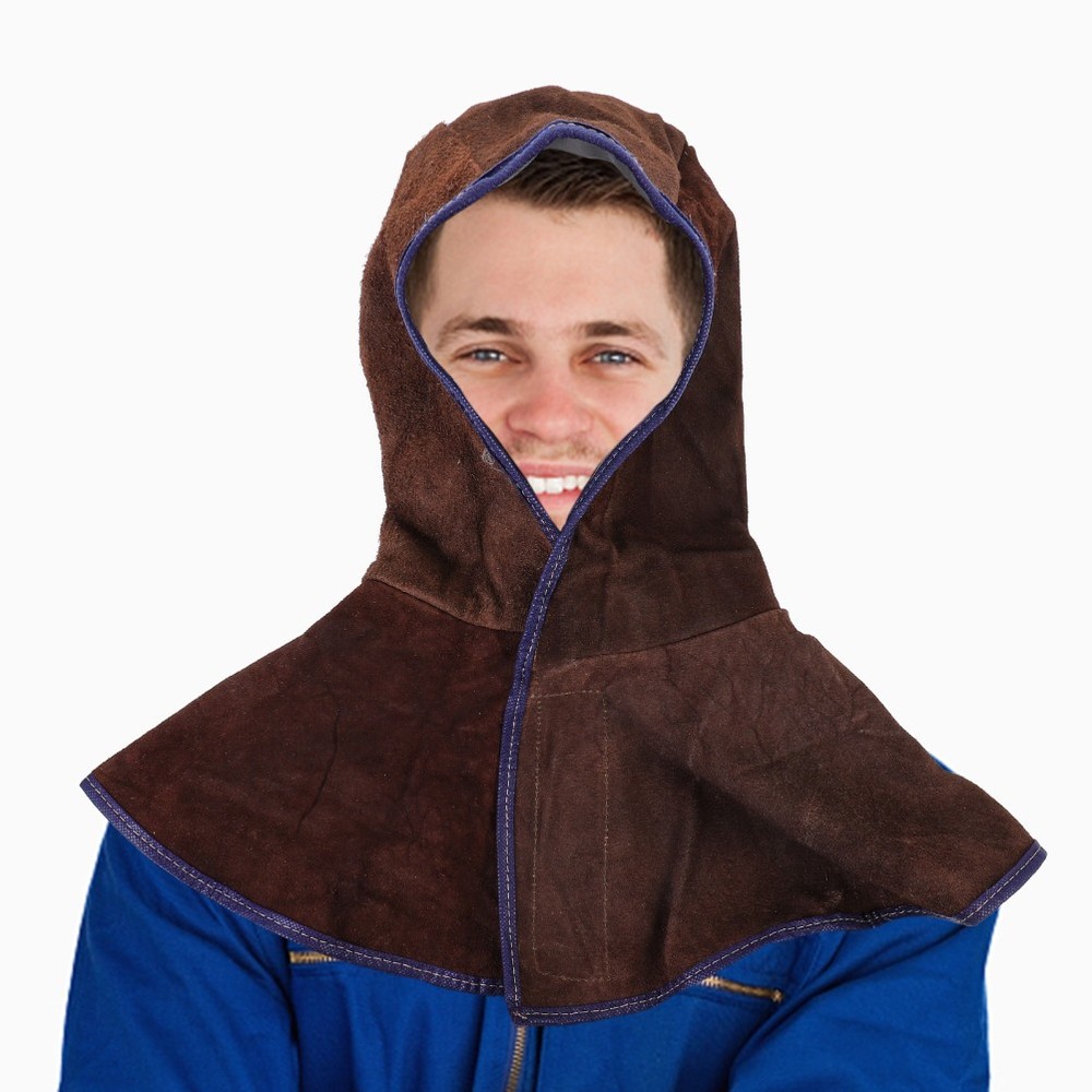 Cowhide Welding Hood Protective Caps With Neck Shoulder Drape