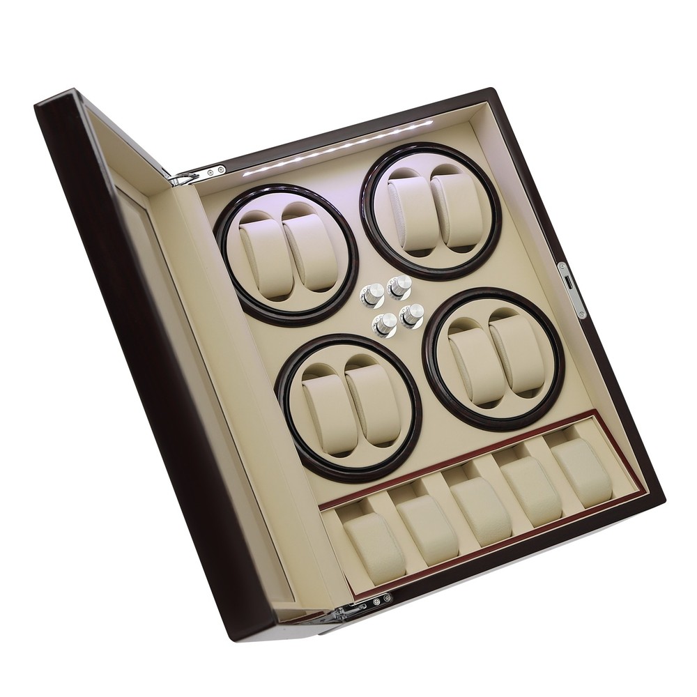 8+5 Automatic Watch Winder Box Watch Display Case Storage with LED Light 4 Modes
